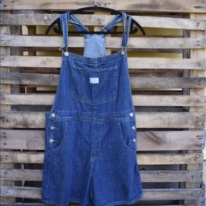 Levin denim shortalls